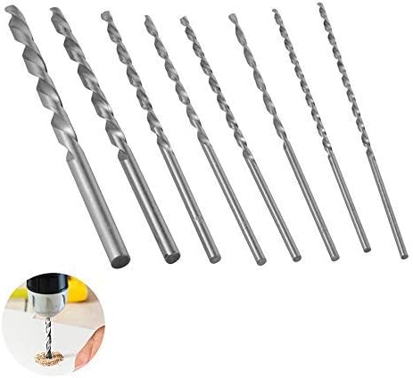 8 pcs Extra Long Drill Bits Set HSS Twist Drill Bits Small Hand Drill for Craft/Modeling/Making Holes/Jewelry Woodworking Rotary Tool