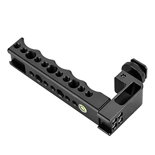 WEIHE Aluminum Alloy Camera Handle Grip with Dual Hot Shoe for Flashlight or Microphone 1/4 and 3/8 Screw