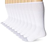 Fruit of the Loom Men's Value 10 Pack Over the Calf Tube Socks,  White, Shoe: 6-12