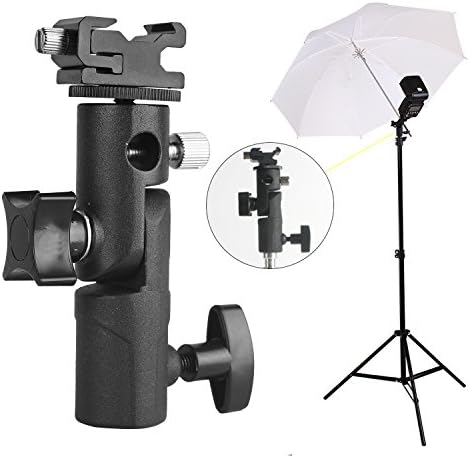 Crazefoto Camera Flash Speedlite Mount Swivel Light Stand Bracket with Umbrella Reflector Holder for Camera DSLR Nikon Canon Pentax Olympus and other DSLR Flashes Studio Light LED Light