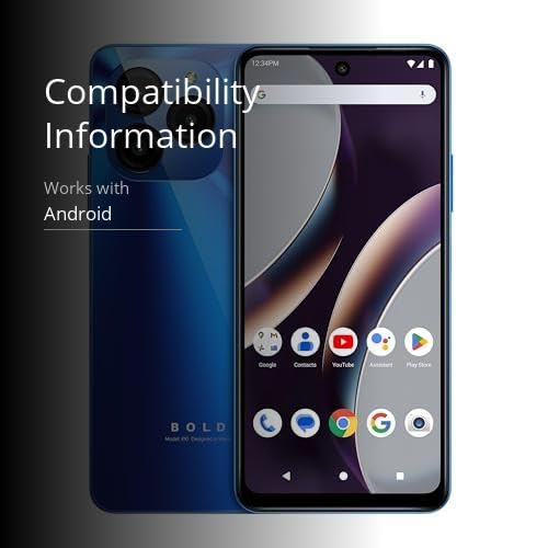 BLU Bold K10 | 2024 | All-Day Battery | Unlocked | 6.6” HD+ Infinity Display | 128/4GB | Triple 50MP Camera | US Version | US Warranty | Blue