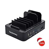 Tonyhoney Smart QC 3.0 Charging Station Universal 5 Ports 60W 12A Multiple Devices for Smartphones Bluetooth Headphones Portable Speaker Power Bank Fibit Pod Camera Pad Smart Watch All Cell phones & T