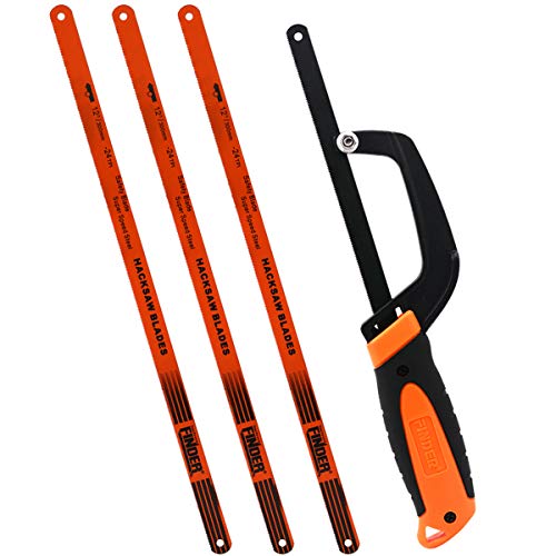 Finder Hacksaw With Saw Blade Aluminium Alloy Light Weight Compact Hand Operation Hack Saw For Wood Board PVC Pipe (3pcs 12-inch Extra Hacksaw Blades Included) - Thumbnail 7