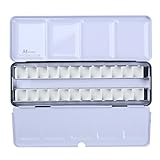 MEEDEN Empty Watercolor Tins Palette Paint Case with 24 Pcs Half Pans
