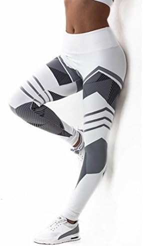 Hot Sale Shybuy Womens Yoga Pant, Women Sports Gym Yoga Workout Mid Waist Running Pants Fitness Elastic Leggings (Gray, L)