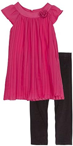(97125WMFR) Forever Me Little Girls Chiffon Tunic and Legging Set in Coral Size: 5
