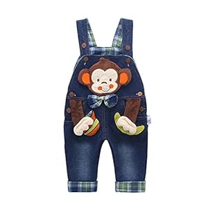 KIDSCOOL SPACE Jeans-overalls voor babyjongens, peuterdenim 3D-apenoutfit