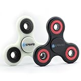 Spinfid EDC Fidget Spinner PREMIUM Quality Durable ABS Frame / NON 3D Printed / Ceramic Bearing for Long Spin Times, NEW 2017 Tri Spinner Ultra Smooth Surface Finish - 2 PACK (1 Black & 1 White)
