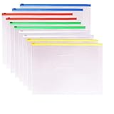 Bestsupplier 50 Pcs Clear Plastic Mesh Zip Document Pouches Zip File Folders with A5 Size Paper, 5 Color