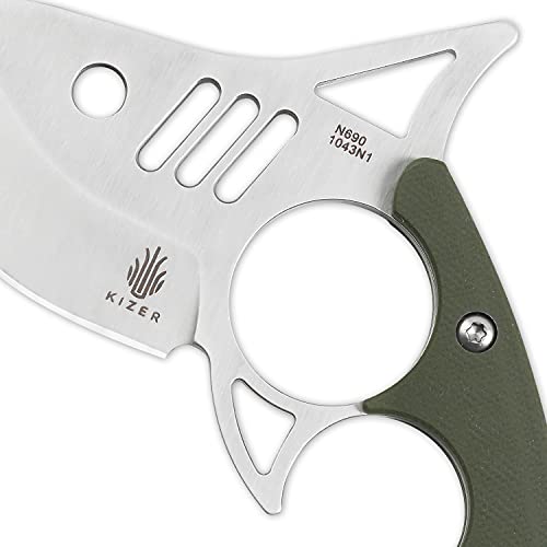 Kizer The Shark Tooth Fixed Blade Knives, N690 Blade with Green G10