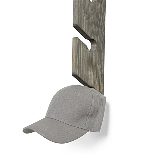 MyGift Barnwood Gray Wood Wall Mounted 6Slot Baseball Cap Display Rack