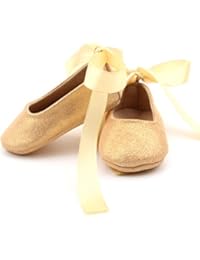 Baby and Toddler Ballerina Sparkle Shoes for Girls | Glitter Shoes in (3-6 Months, Gold)