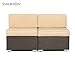 SUNCROWN Outdoor 5-Piece Half-Moon Sectional Sofa Furniture Sets - Brown Wicker Patio Curved Conversation Set with Round Coffee Table and Cushions - Brown