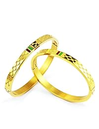 Fly.BUCKNOR - Pulsera clásica para mujer, diseño de brillantes, acero de titanio, color rojo y verde, 6.7 in