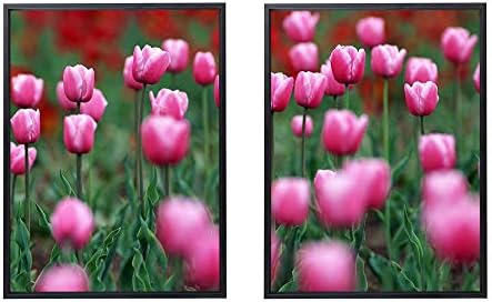 50x70cm X2枚 ライト高級 40 Offの激安セール クリスタル磁器の装飾画 黒アルミ合金フレーム チューリップ花ピンク花壇ぼやけ アートパネル 壁掛け絵画 インテリアアート おしゃれ 絵画 現代 玄関 部屋飾り モダン 壁飾り 壁掛け 壁ポスター