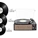 Bluetooth Record Player Belt-Driven 3-Speed Turntable, Vintage Vinyl Record Players Built-in Stereo Speakers, with Headphone Jack/ Aux Input/ RCA Line Out, Brown Woodenthumb 1
