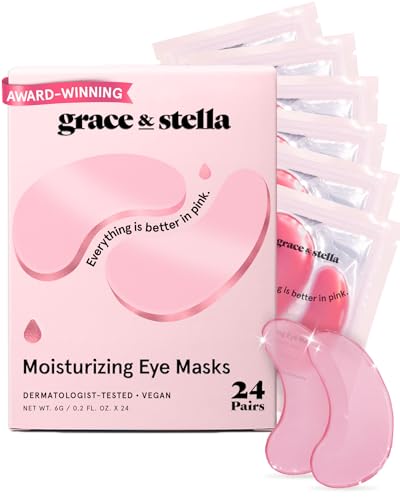 grace & stella Award Winning Under Eye Mask - Birthday Gifts For Women - Bridesmaid Gifts - Reduce Dark Circles, Puffy Eyes, Undereye Bags, Wrinkles - Under Eye Patches - Vegan (24 Pairs, Pink)