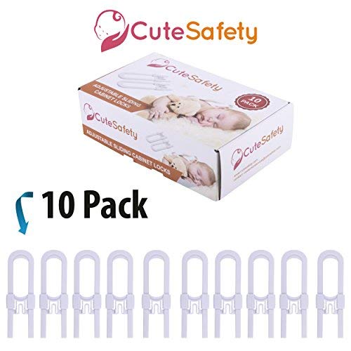 CUTESAFETY Sliding Cabinet Locks - Baby Proofing Cabinets with Adjustable Child Safety Lock - Childp - //coolthings.us