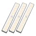 LE LED Closet Light, 10-led Motion Sensing Under Cabinet Lighting, Wireless Stick-on Anywhere Stair Lights, LED Light Bar with Magnetic Strip, Battery Operated, 3000K Warm White, Silver, 3-Pack