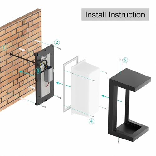 Klighten 2pcs 24W 3000K Outdoor LED Wall Light IP65 Waterproof Indoor/Outdoor Aluminum Wall Light for Driveway, Garden, Patio, etc. Black