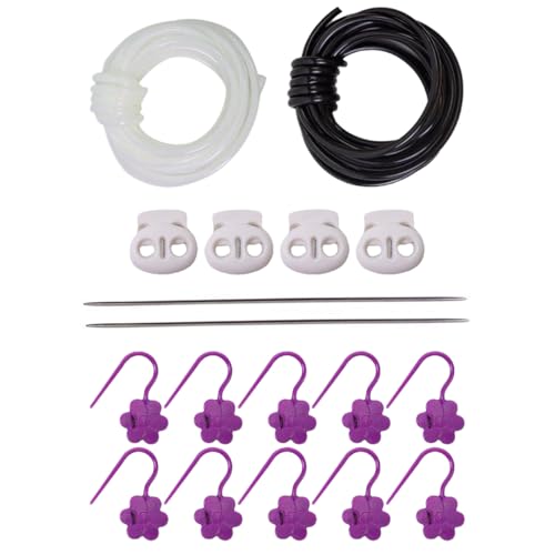 Stops for Knitting Needles, Set of 4 Pieces to Cover Knitting Needles, 2 Ropes, 10 Markers, 2 Metal Pins for Crafts with