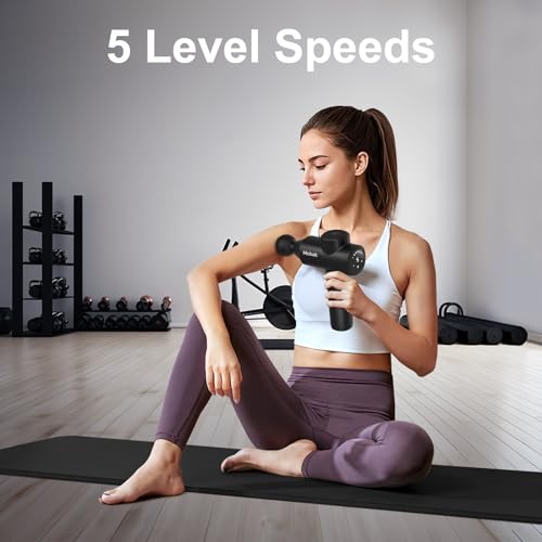 Mebak 7 Massage Gun, Massage Gun Deep Tissue for Pain Relief, 5 Speeds Percussion Massager Gun for Shoulder Back Body, Hanheld Muscle Massager for Home, Office & Gym
