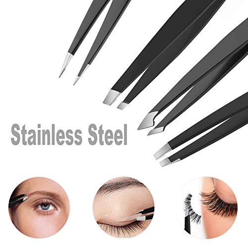 Tweezers Set 5 Pieces Professional Stainless Steel Tweezers with Curved