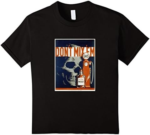 Kids Vintage Poster: Don't mix 'em ~Whiskey Bottle Gas Pump Skull 4 Black