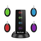 AOGUERBE Wireless Key Finder Phone Finder Smart Tracker Locator with LED Flashlight Anti Lost [1 Remote Control Transmitter 4 Receivers] Anything Finder Alarm Reminder Quickly Find Your Lost Items