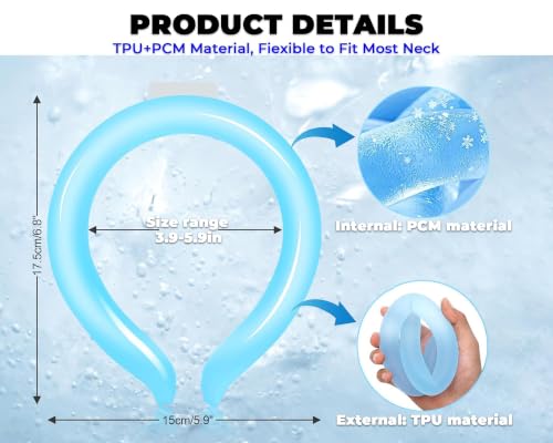 ZFFAFUR Reusable Neck Cooling Ring with Phase Change Material, Lightweight Portable Cooler Wrap for Instant Heat Relief, Ergonomic Fit for Outdoor Work, Sports, Travel, and Office Use – Blue