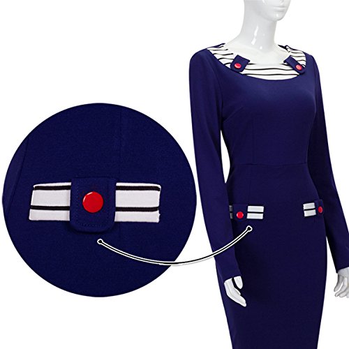 Striped Patchwork Pencil Party Dress เดรส แฟชั่นชุดทำงาน Merope J ผู้หญิงs Round Neck