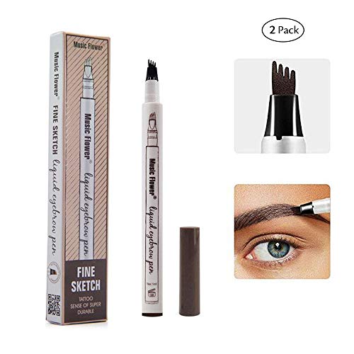 Yuxuan Eyebrow Tattoo Pen Microblading Eyebrow Pencil with a Micro-Fork Tip Applicator Creates Natural Looking Brows Effortlessly and Stays on All Day(2 pcs/set)