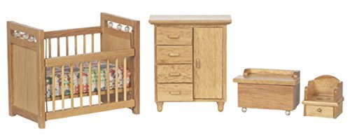 Dollhouse Miniature 1:12 Scale 4 Pc OAK Nursery SET #T0125
