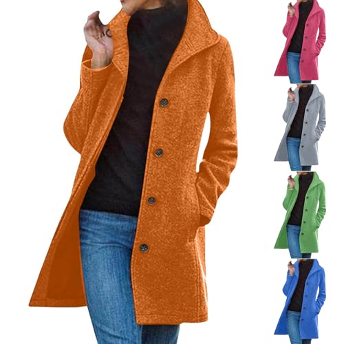 Women'S Coats Winter Single Breasted Wool Blend Jacket Causal Lapel Trench Coat Long Sleeve Tops Longline Overcoat With Pockets Parka Cardigans Plus Size Trench Coats Winter Wool Pea Coat Jackets