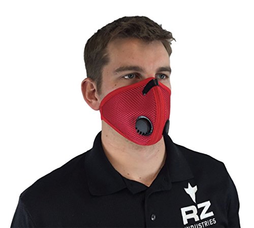 RZ Dust/Pollution Mask Bonus Pack w/5 Laboratory Tested Filters, Model M2, Mesh, Red, Size Large