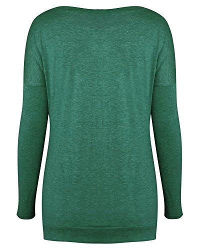 Aliex Women's Casual Tunic Top Long Sleeve Blouse T-Shirt Button Decor Green S - Thumbnail 5