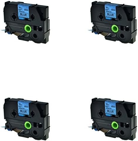 SuperInk 4PK Compatible for Brother TZ541 TZe541 TZ-541 TZe-541 Label Tape 3/4" (18mm) x 26.2ft(8m) Black on Blue Standard Laminated Tape for Brother P-Touch PT-P700 PT-D600 PT-D400 Label Maker