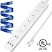 OOLLWW Surge Protector UL Listed 6 Outlet Wall Mount Power Strip 1700 Joules Power Cord with 3 USB Smart Charger for Home Office White