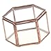 Jili Online Mini Copper Faceted Hexagonal Clear Glass Jewelry Box Tabletop Home Decoration