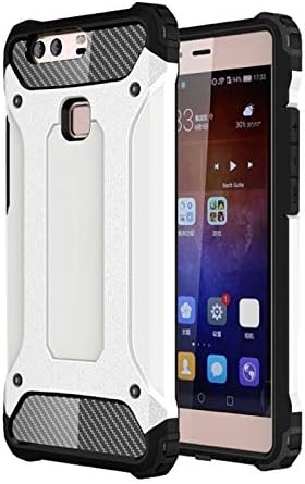 PDair Huawei P9 Plus Hybrid Dual Layer Fit Case (White), Soft + Hard Heavy Duty Cover Tough Rugged Shockproof Case, Premium Hybrid Dual Layer Tough Armor Protective Case for Huawei P9 Plus