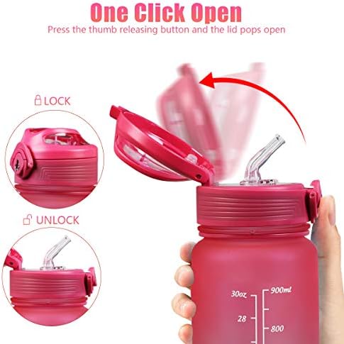 Blue BPA-free water bottle with a capacity of 32 ounces, priced at $15.99 as of August 9th, 2023.