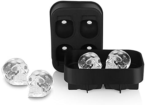 JuBaoM Ice Cube Mold, Large Tray with Lid &amp; Giant Ice Cube Molds For Cocktails &amp; Whiskey, Reusable &amp; BPA Free (3D Skull,Pack of 1)