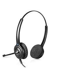 Leitner LH245 - Auriculares de oficina con doble cable para auriculares (incluye 5 años de garantía, compatible con los cables de auriculares y accesorios existentes, incluyendo Plantronics y Jabra)