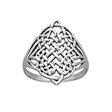 Large Intricate Four Point Celtic Eternity Knot Sterling Silver Ring(Sizes 3,4,5,6,7,8,9,10,11,12,13,14,15)