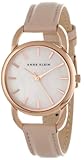 Anne Klein Women’s AK/1206RGLP Rose Gold-Tone Open Bangle Pink Leather Strap Watch, Watch Central