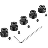 Hobbypark Metal Steel 48P Pinion Gear Set 3.175mm Shaft Hole 17T 18T 19T 20T 21T 48 Pitch Motor Gears Kit for RC Car (5-Pack)