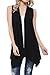 Shamaim Womens Womens Sleeveless Draped Open Front Cardigan Black Large