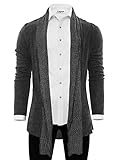 Tom's Ware Mens Classic Fashion Marled Open-Front Shawl Collar Cardigan TWGG1308-1008-CHARCOAL-US M