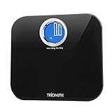 Triomph Precision Digital Body Weight Scale Bathroom Scale with Step-On Technology and Backlit LCD Display, 6mm Tempered Glass, 400 Pounds Weight Loss Monitor, Black