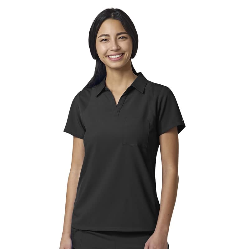 WonderWink W123 Women’s Collar Scrub Top, Black, M